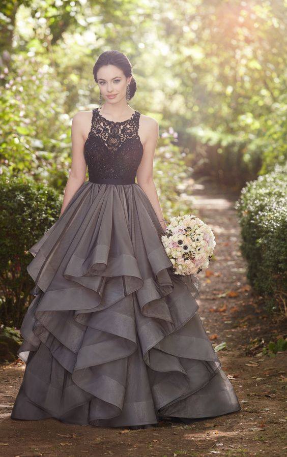 Black and grey wedding dress