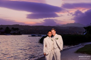 Two Las Vegas Grooms marry in enchanting water front ceremony