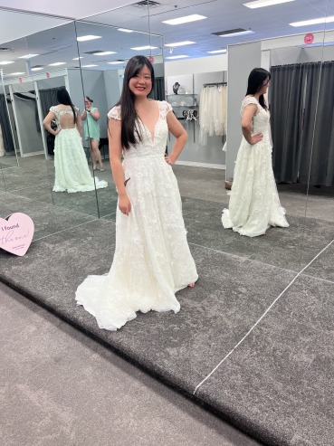 Ying shopping for dresses a David's Bridal in Las Vegas